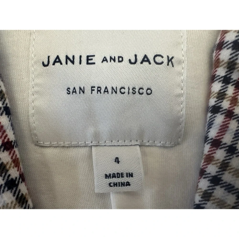 Janie and Jack Plaid Blazer Kids Size 4 Gold Button‎ Equestrian Riding Preppy